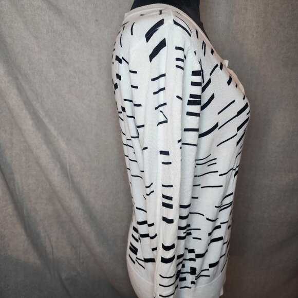 Halogen Womens Crew Neck Cardigan Sweater Size L 3/4 sleeves Preppy Office - Picture 2 of 8